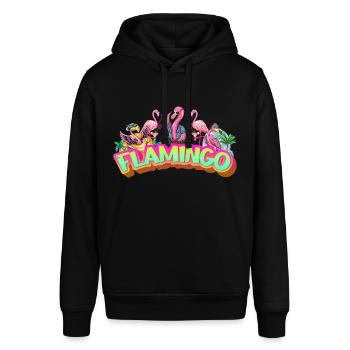 Flamingo Summer Holiday Pink Colorful Exotic Bird - Stanley/Stella SOUNDER Unisex Hoodie - black - Front - Alina (178cm) & Michal (187cm)