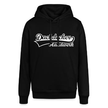 Dachdeckerhandwerk logo teken Enblem gilde - Stanley/Stella Uniseks biologische hoodie SOUNDER - zwart - Voor - Alina (178cm) & Michal (187cm)