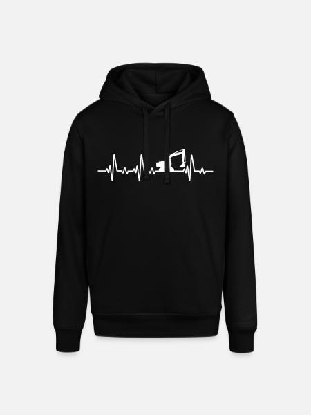 Herzschlag Bagger Baggerfahrer Baustelle - Stanley/Stella Unisex Hoodie SOUNDER - Schwarz