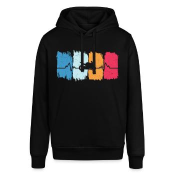 Motorrad herzschlag retro t-shirt motorbike - Stanley/Stella Unisex Hoodie SOUNDER - Schwarz - Vorne - Alina (178cm) & Michal (187cm)