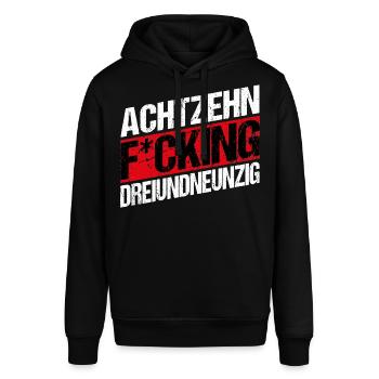 Achtzehn Fucking Dreiundneunzig - Stanley/Stella Unisex Hoodie SOUNDER - Schwarz - Vorne - Alina (178cm) & Michal (187cm)