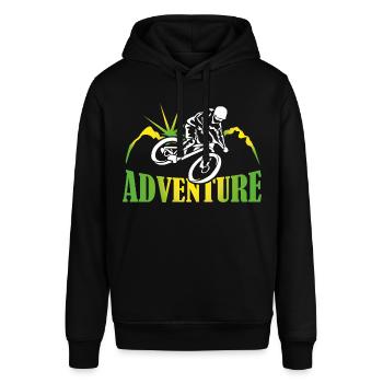 MTB Downhill Fahrradtour Bike Adventure - Stanley/Stella Unisex Hoodie SOUNDER - Schwarz - Vorne - Alina (178cm) & Michal (187cm)