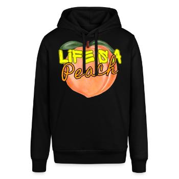Funny Life Is A Peach Fruit Pun Summer girls Gift - Stanley/Stella SOUNDER Unisex Hoodie - black - Front - Alina (178cm) & Michal (187cm)