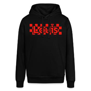Damier Texte Prénom Homme Nom Louis - Sweat à capuche SOUNDER Stanley/Stella Unisexe - noir - Devant - Alina (178cm) & Michal (187cm)