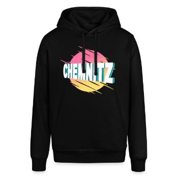 Chemnitz Germany City Font Vintage Retro - Stanley/Stella SOUNDER Unisex Hoodie - black - Front - Alina (178cm) & Michal (187cm)