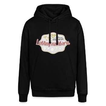 Ich bin eine echte Lieblingsnachbarin - Stanley/Stella Unisex Hoodie SOUNDER - Schwarz - Vorne - Alina (178cm) & Michal (187cm)