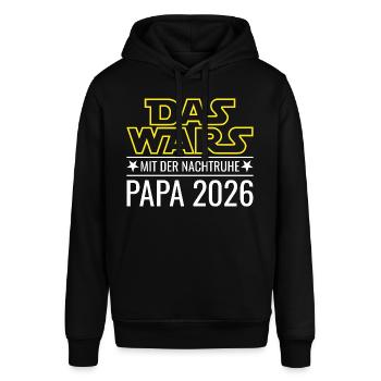 Papa 2026 - Das wars mit der Nachtruhe - Stanley/Stella Unisex Hoodie SOUNDER - Schwarz - Vorne - Alina (178cm) & Michal (187cm)