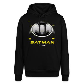 The Flash Klassisches Batman-Logo In Grau - Stanley/Stella Unisex Hoodie SOUNDER - Schwarz - Vorne - Alina (178cm) & Michal (187cm)