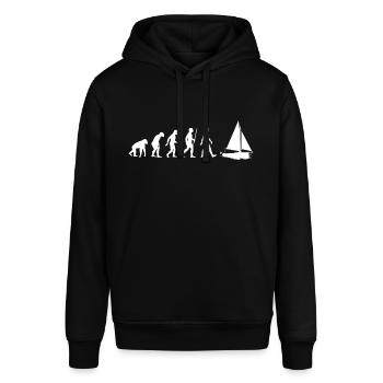 Segeln Evolution Segler Entwicklung Segelboot - Stanley/Stella Unisex Hoodie SOUNDER - Schwarz - Vorne - Alina (178cm) & Michal (187cm)