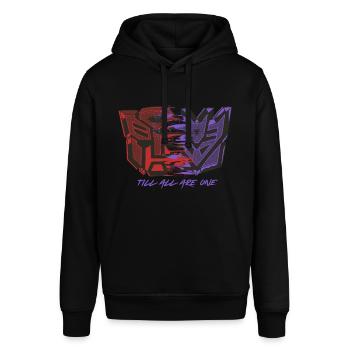 Transformers G1 Spruch Autobots Decepticons - Stanley/Stella Unisex Hoodie SOUNDER - Schwarz - Vorne - Alina (178cm) & Michal (187cm)
