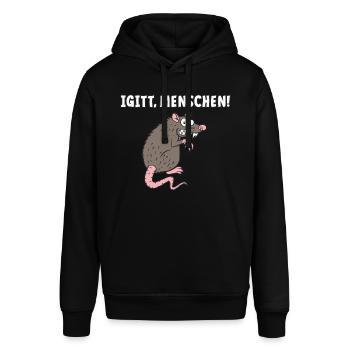Igitt Menschen - Stanley/Stella Unisex Hoodie SOUNDER - Schwarz - Vorne - Alina (178cm) & Michal (187cm)