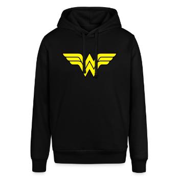 Justice League Wonder Woman Logo - Stanley/Stella Unisex Hoodie SOUNDER - Schwarz - Vorne - Alina (178cm) & Michal (187cm)