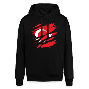 Türkei - Nationalfahne, Kratzer, Risse - Stanley/Stella Unisex Hoodie SOUNDER - Schwarz - Vorne - Alina (178cm) & Michal (187cm)