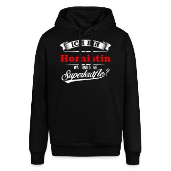 Hornist Hornistin Hornbläser Hornbläserin Horn - Stanley/Stella Unisex Hoodie SOUNDER - Schwarz - Vorne - Alina (178cm) & Michal (187cm)