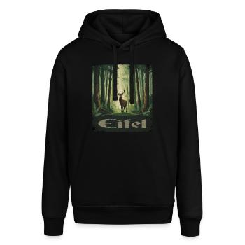 Eifel mit Hirsch - Stanley/Stella Unisex Hoodie SOUNDER - Schwarz - Vorne - Alina (178cm) & Michal (187cm)