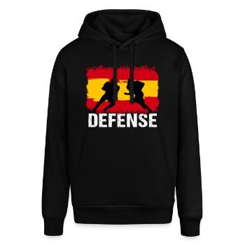 American Football Spanien Defense - Stanley/Stella Unisex Hoodie SOUNDER - Schwarz - Vorne - Alina (178cm) & Michal (187cm)