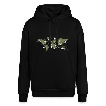 World map air traffic controller ATC flying - Stanley/Stella SOUNDER Unisex Hoodie - black - Front - Alina (178cm) & Michal (187cm)