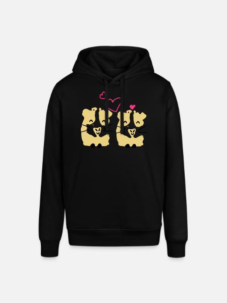 søt Gini-gris marsvin par - Stanley/Stella SOUNDER økologisk unisex-hettegenser - svart