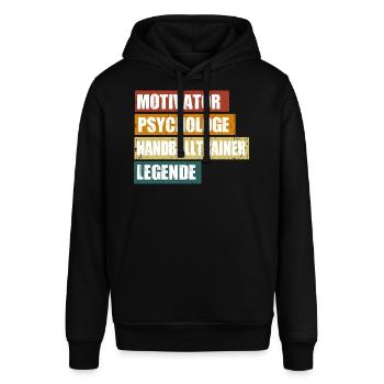 Handballtrainer Spruch - Stanley/Stella Unisex Hoodie SOUNDER - Schwarz - Vorne - Alina (178cm) & Michal (187cm)