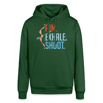 Aim Exhale Shoot. Bow & Arrows Target Archery - Stanley/Stella Unisex Hoodie SOUNDER - Flaschengrün - Vorne - Alina (178cm) & Michal (187cm)