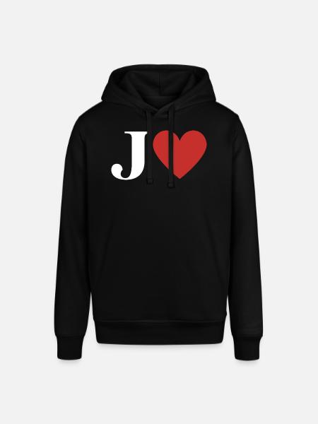 Letter j red heart - Stanley/Stella SOUNDER Unisex Hoodie - black