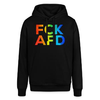 FCK AFD Regenbogen - Stanley/Stella Unisex Hoodie SOUNDER - Schwarz - Vorne - Alina (178cm) & Michal (187cm)
