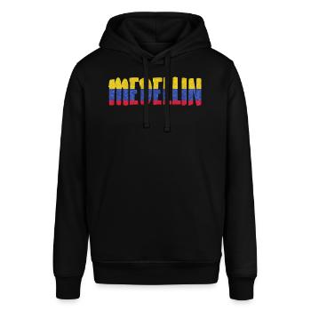 Medellin Kolumbien Flagge Pablo - Stanley/Stella Unisex Hoodie SOUNDER - Schwarz - Vorne - Alina (178cm) & Michal (187cm)
