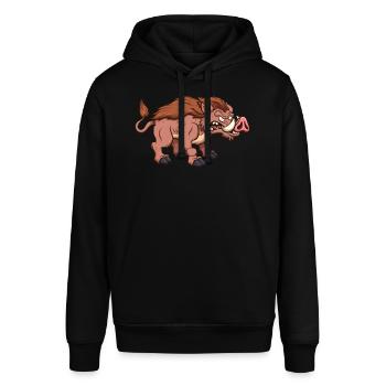 Wildschwein - Stanley/Stella Unisex Hoodie SOUNDER - Schwarz - Vorne - Alina (178cm) & Michal (187cm)