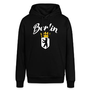 Berlin Berliner Bär Wappen - Stanley/Stella Unisex Hoodie SOUNDER - Schwarz - Vorne - Alina (178cm) & Michal (187cm)