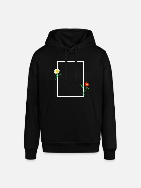 Vit ram med blommig dekoration - Luvtröja SOUNDER unisex från Stanley/Stella - svart