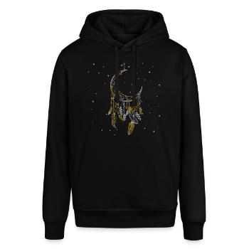 Traumfänger mit Federn Halbmond Mond und Sterne - Stanley/Stella Unisex Hoodie SOUNDER - Schwarz - Vorne - Alina (178cm) & Michal (187cm)
