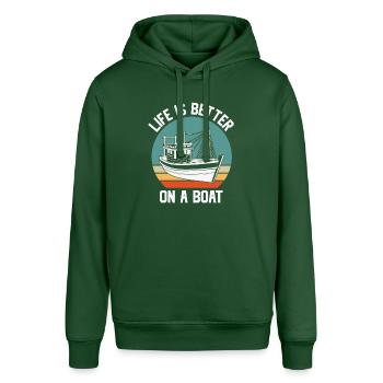 Citation de pêche La vie vintage est meilleure sur un bateau - Sweat à capuche SOUNDER Stanley/Stella Unisexe - vert bouteille - Devant - Alina (178cm) & Michal (187cm)