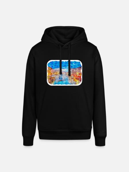 Venice Italy Watercolor Sketch Illustration - Stanley/Stella SOUNDER Unisex Hoodie - black