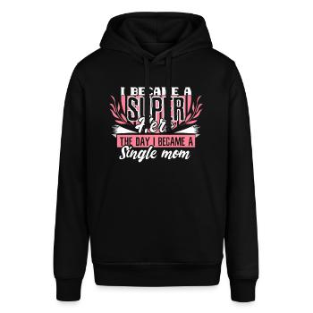 Single Mom Mama Sohn Geschenk - Stanley/Stella Unisex Hoodie SOUNDER - Schwarz - Vorne - Alina (178cm) & Michal (187cm)