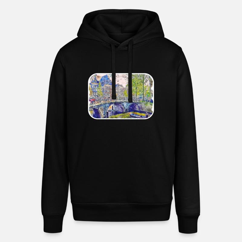 Amsterdam Pays-Bas Aquarelle Dessin - Sweat à capuche SOUNDER Stanley/Stella Unisexe - noir