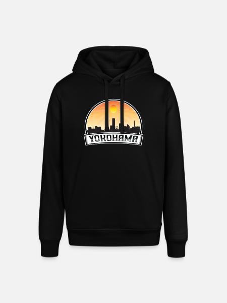 Yokohama Japan Skyline Vintage Sunset Travel Souve - Stanley/Stella SOUNDER Unisex Hoodie - black