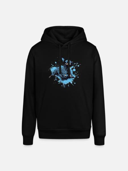 Doberman Dock-Diving into Water - Stanley/Stella SOUNDER Unisex Hoodie - black