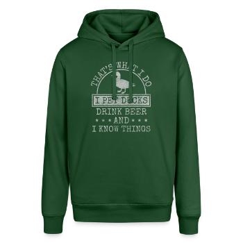 Duck Bird Animals Waterfowl - Stanley/Stella SOUNDER Unisex Hoodie - bottle green - Front - Alina (178cm) & Michal (187cm)