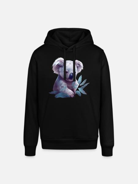 Cute koala with eucalyptus leaf - Stanley/Stella SOUNDER Unisex Hoodie - black