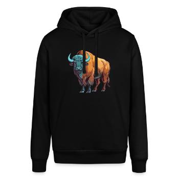 Buffalo Colorful Watercolor Cartoon Kawaii Animal - Stanley/Stella SOUNDER Unisex Hoodie - black - Front - Alina (178cm) & Michal (187cm)
