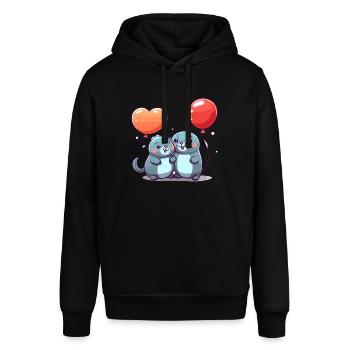 Sceaux kawaii dessin animé animal de compagnie jouant avec des ballons - Sweat à capuche SOUNDER Stanley/Stella Unisexe - noir - Devant - Alina (178cm) & Michal (187cm)
