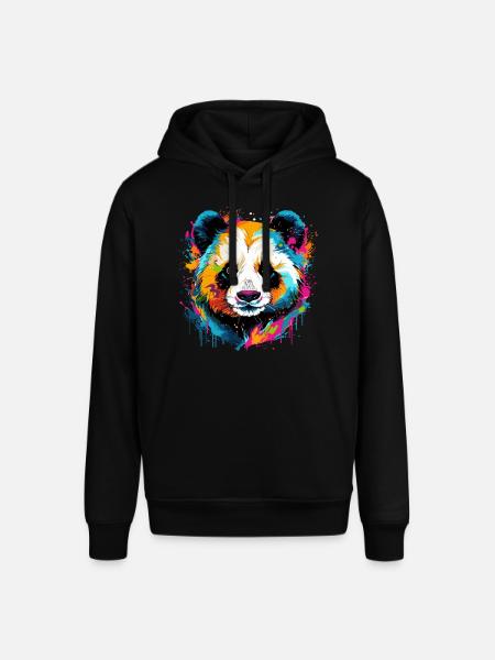 Bunter Panda Farbkleckse Farbspritzer - Stanley/Stella Unisex Hoodie SOUNDER - Schwarz