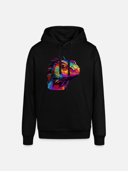 Bunte Eidechse Farbkleckse Farbspritzer - Stanley/Stella Unisex Hoodie SOUNDER - Schwarz