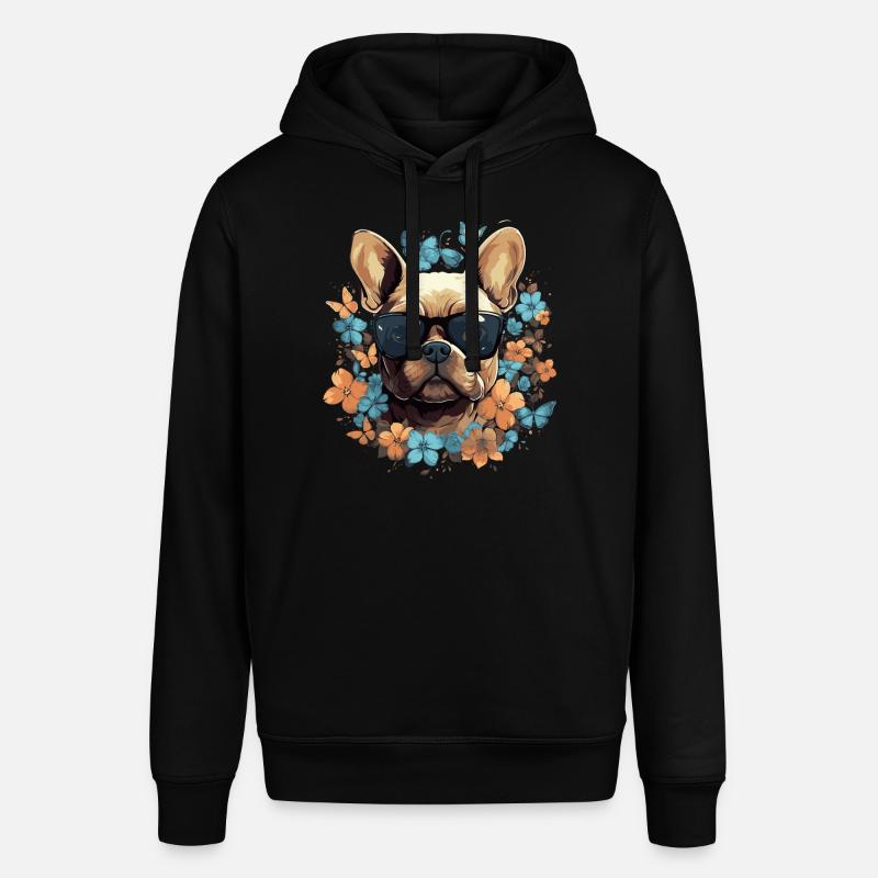 Bouledogue français avec fleurs - Sweat à capuche SOUNDER Stanley/Stella Unisexe - noir