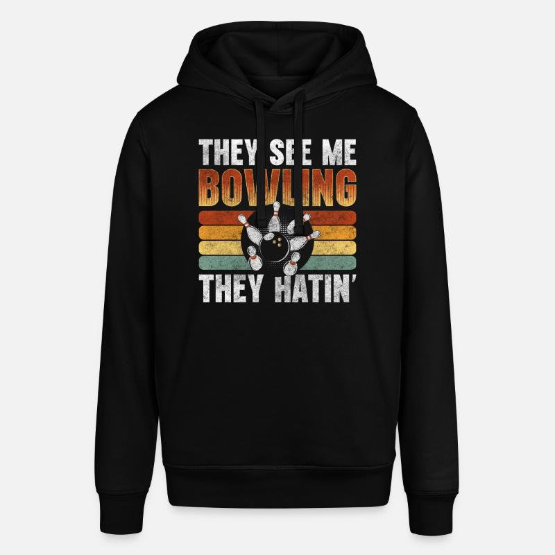 Bowler Strike Split Freizeit - Stanley/Stella Unisex Hoodie SOUNDER - Schwarz