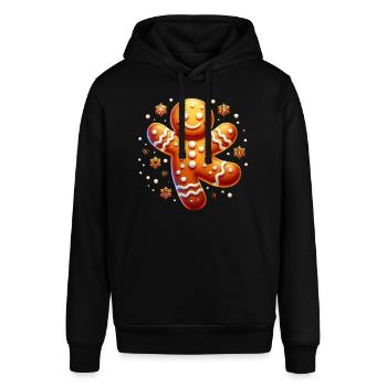 Lebkuchen Lebkuchenmann Christmas Xmas Weihnachten - Stanley/Stella Unisex Hoodie SOUNDER - Schwarz - Vorne - Alina (178cm) & Michal (187cm)