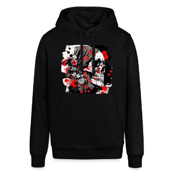 Totenschädel Splash Trash Polka Tattoo - Stanley/Stella Unisex Hoodie SOUNDER - Schwarz - Vorne - Alina (178cm) & Michal (187cm)