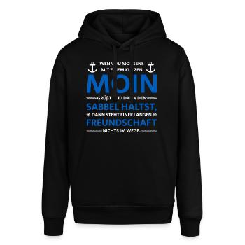 MOIN NORDDEUTSCHE FREUNDSCHAFT - Stanley/Stella Unisex Hoodie SOUNDER - Schwarz - Vorne - Alina (178cm) & Michal (187cm)