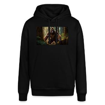 Sasquatch Bigfoot im Waldmonster dunkel - Stanley/Stella Unisex Hoodie SOUNDER - Schwarz - Vorne - Alina (178cm) & Michal (187cm)