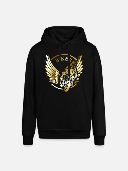 Biker Motif with Wings Motorcycle Gift - Stanley/Stella SOUNDER Unisex Hoodie - black